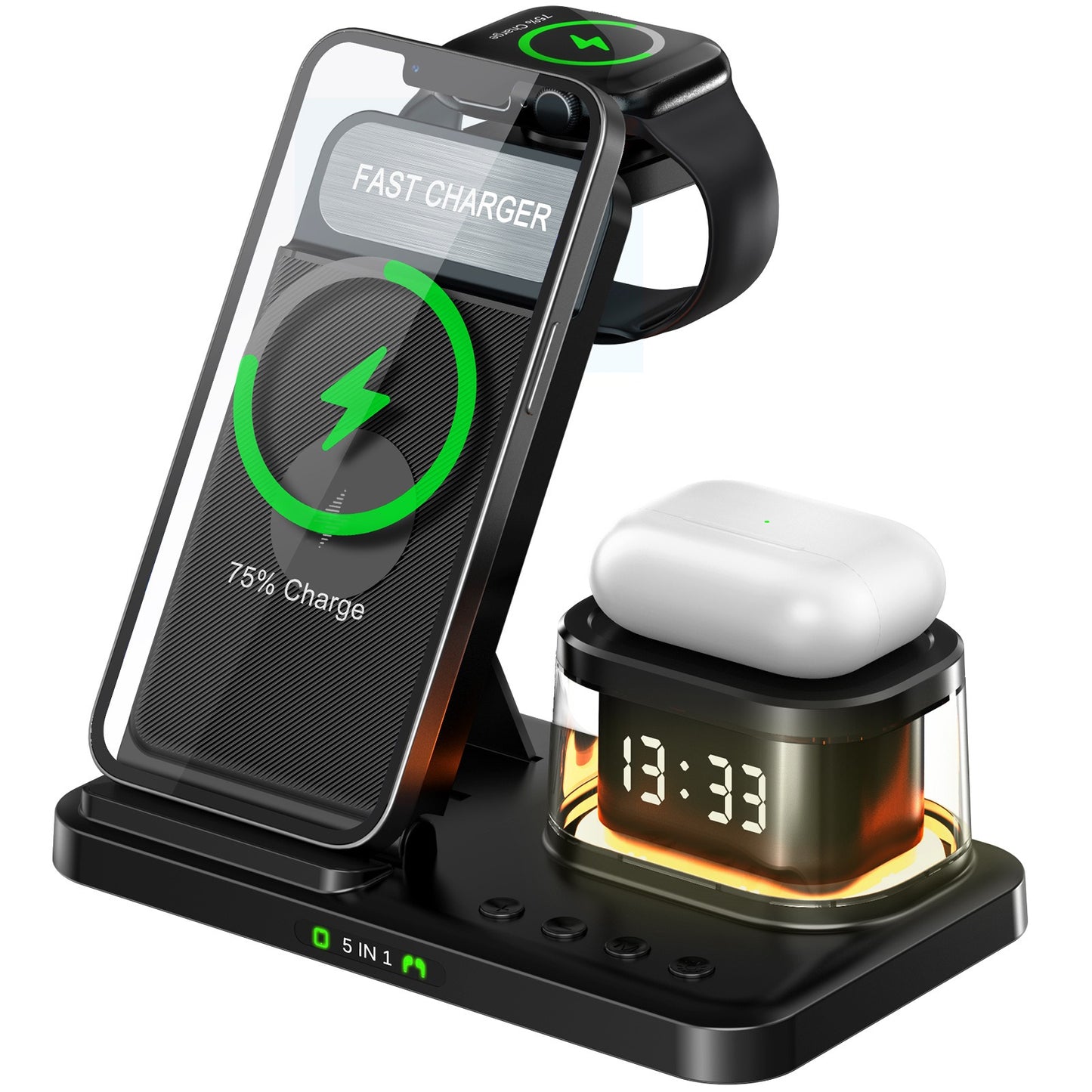 15W fast charging wireless charging folding five in one wireless charging mobile phone charging station card rechargeable - Ectron Online