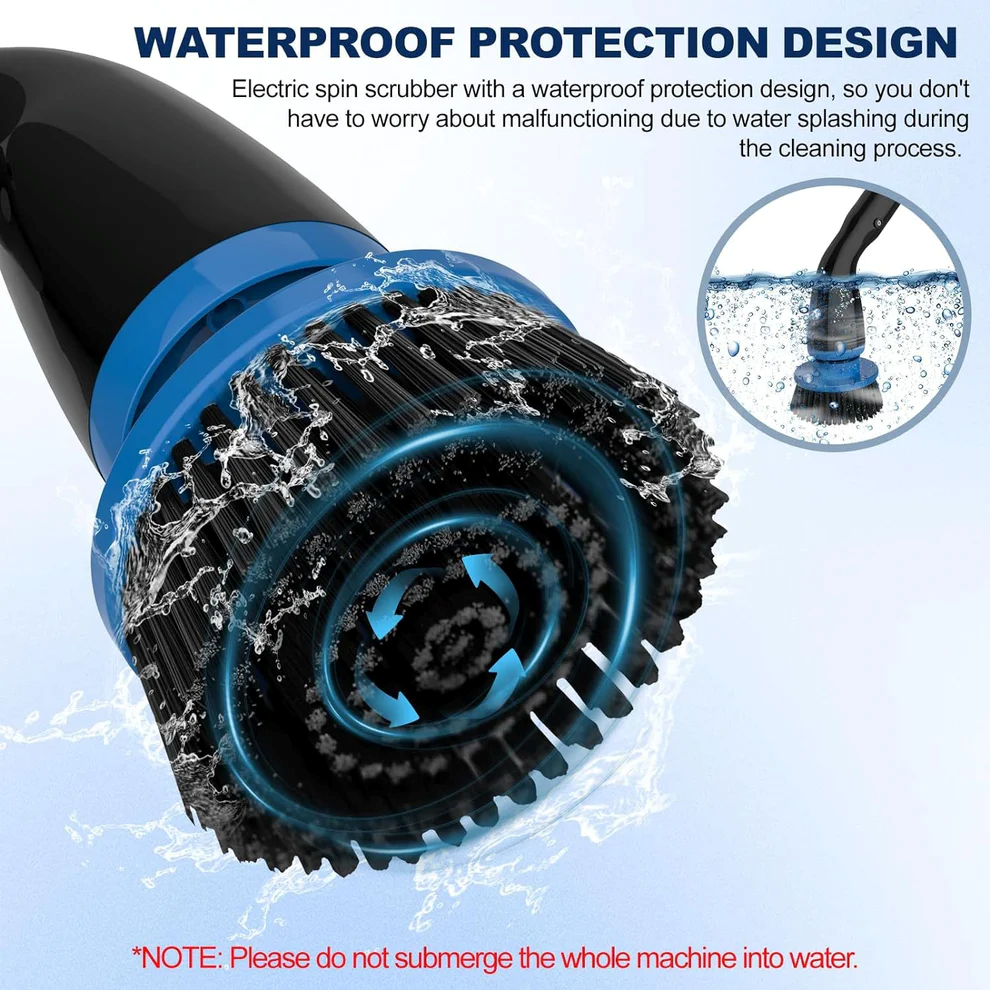 Electric Spin Scrubber, Cordless Cleaning Brush With 4 Replaceable Brush Heads And Adjustable Extension Handle Power Shower Scrubber For Bathroom, Kitchen, Tub, Tile, Floor - Ectron Online