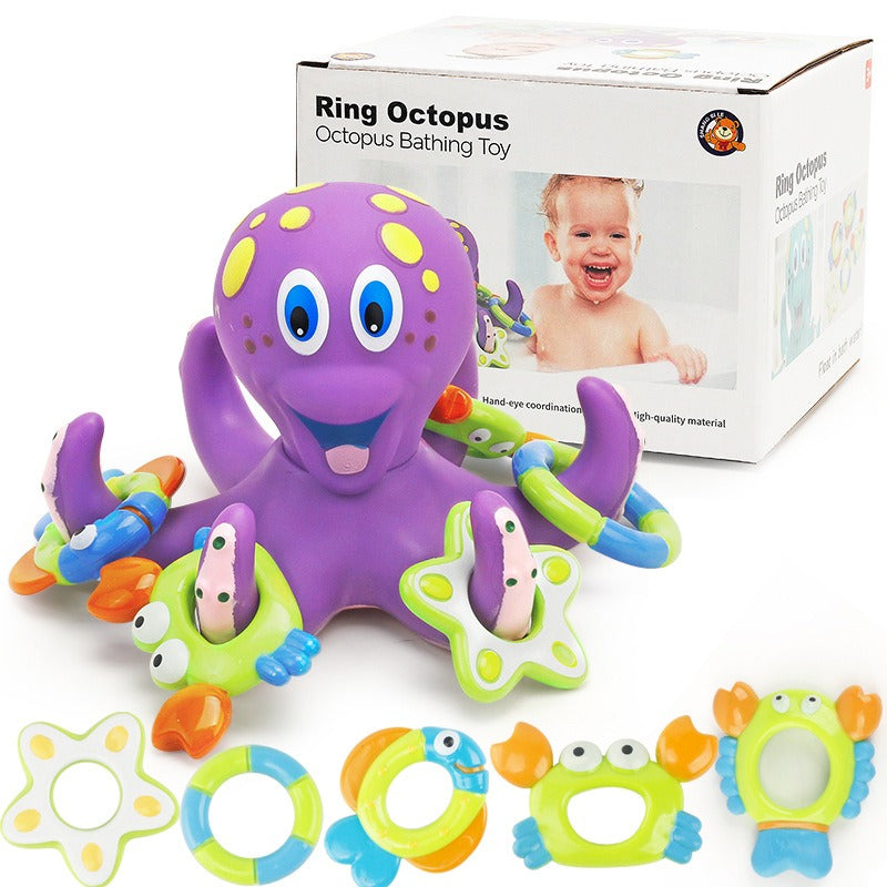 Children's Puzzle Octopus Throwing Circle Small Octopus Squid Bathing and Playing in Water Octopus Pond Glue Toy - Ectron Online