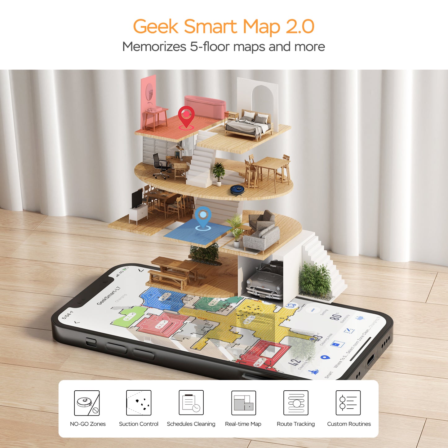 Geek Smart L7 Robot Vacuum Cleaner And Mop, LDS Navigation, Wi-Fi Connected APP, Selective Room Cleaning,MAX 2700 PA Suction, Ideal For Pets And Larger Home Banned From Selling On Amazon - Ectron Online