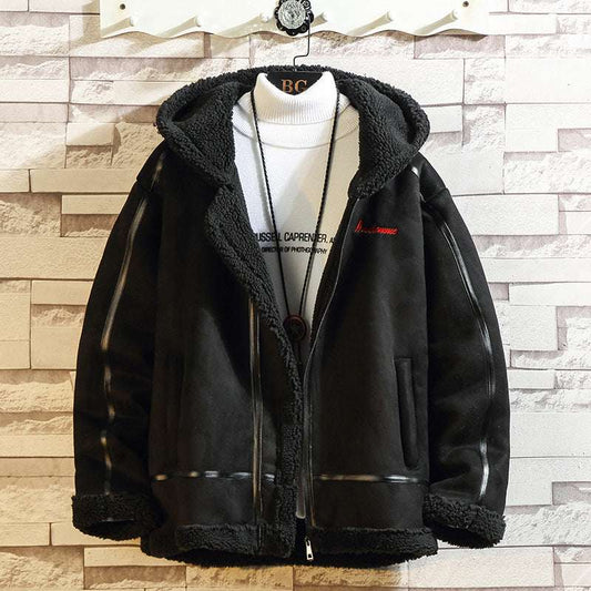 Men's Fashion Hooded Lamb Wool Jacket