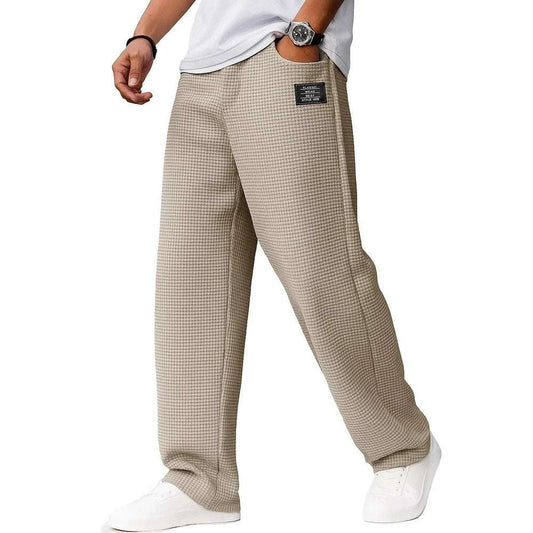 Men's Waffle Straight-Leg Trousers Autumn And Winter Leisure Waffle Fashion | Ectron Online