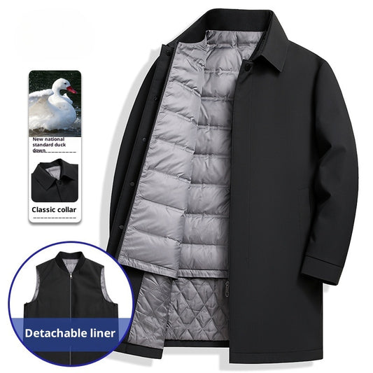 Men's White Duck Down Mid-Length Coat Men's Mid-length White Duck Down Busines | Ectron Online
