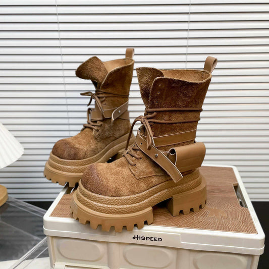 New Women's Suede Martin Boots Suede Thick-soled Martin Boots For Women | Ectron Online