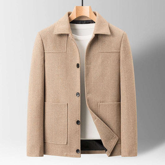 Middle-aged Men Slim Lapel Woolen Jacket Three-dimensional