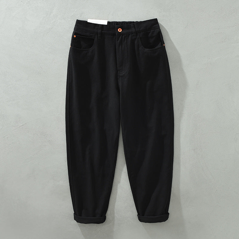 Casual Straight Trousers Trendy Retro Elastic Waist Men's Pants Loose Cargo Style Pants