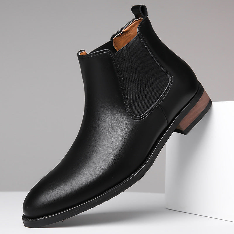 Chelsea Men's High-top Casual Business Wear Pointed Leather Boots