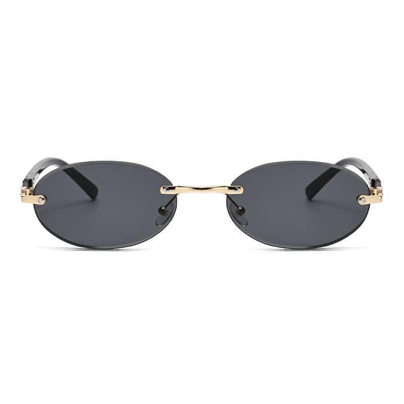 Trimming Oval Frame Sunglasses Frameless Hot Girl Sunglasses