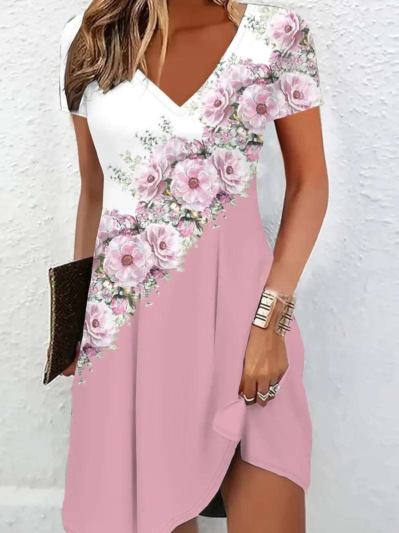 Casual V-neck Women's Clothing Dress