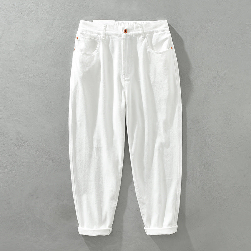 Casual Straight Trousers Trendy Retro Elastic Waist Men's Pants Loose Cargo Style Pants