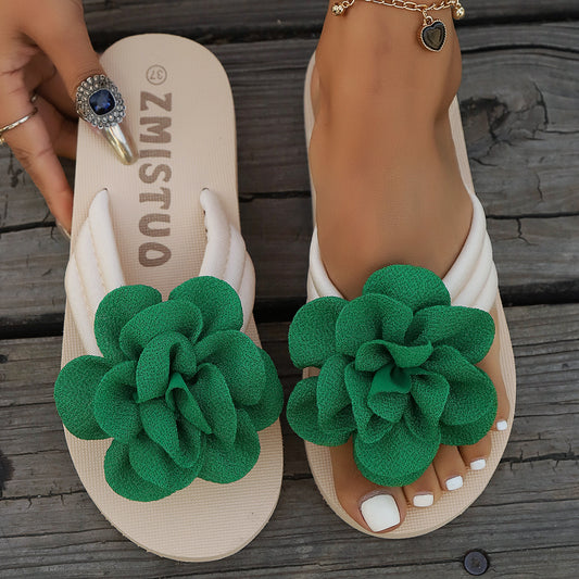 Plus Size Slippers Flower Solid Color Slippers Flip Flops