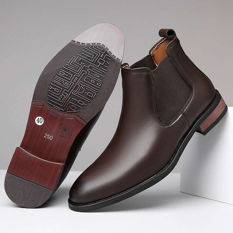Chelsea Men's High-top Casual Business Wear Pointed Leather Boots