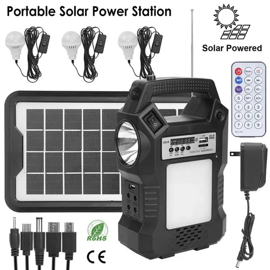 Portable Solar Power Station | Emergency Lighting System with 3 Bulbs Portable Solar Power Station Rechargeabl | Ectron Online