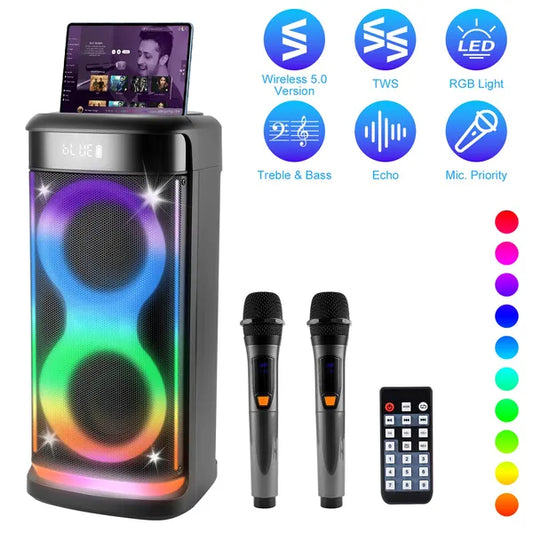 Portable Wireless Party Speaker | Bluetooth Speaker with Mic & Guitar In Portable Wireless Party Speaker With LED | Ectron Online