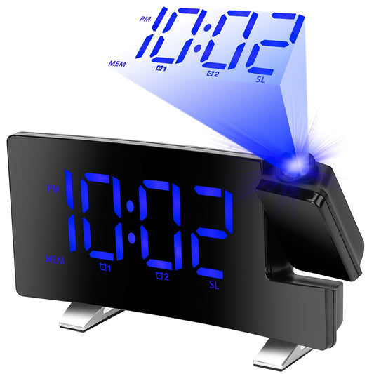 Projection Alarm Clock with Radio | 180° Rotatable LED Digital Clock 1Pc Projection Alarm Clock With Radio Fu | Ectron Online