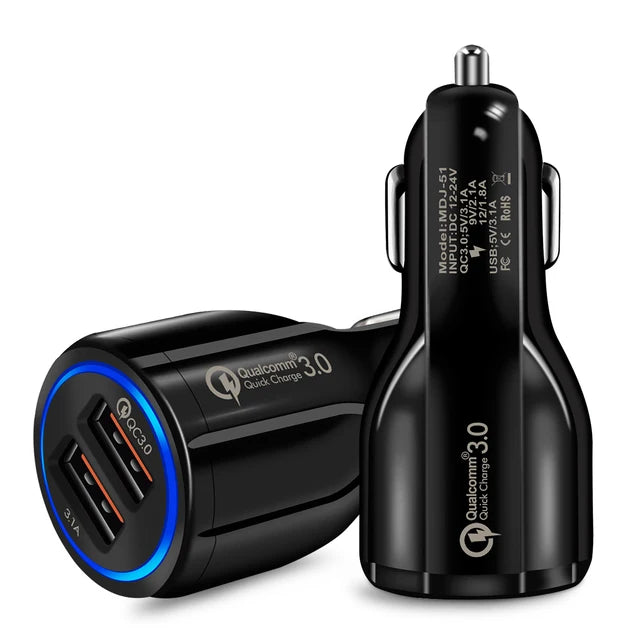 QC Quick Charge 3.0 Dual Car Charger Adapter Auto Mobile Phone Charger - Ectron Online
