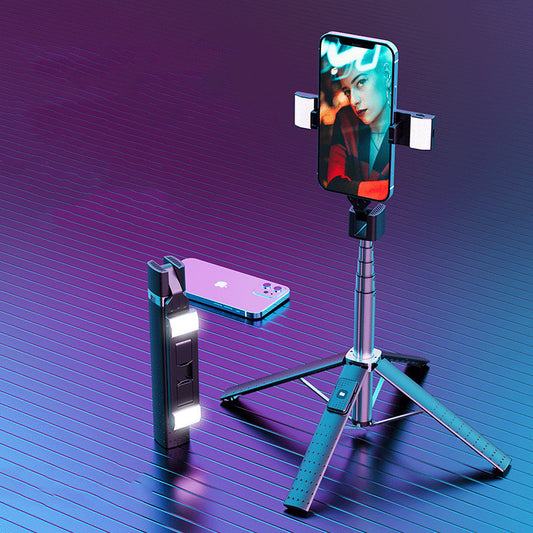 Quadrupod Double Fill Light Bluetooth Selfie Stick for Mobile Phones