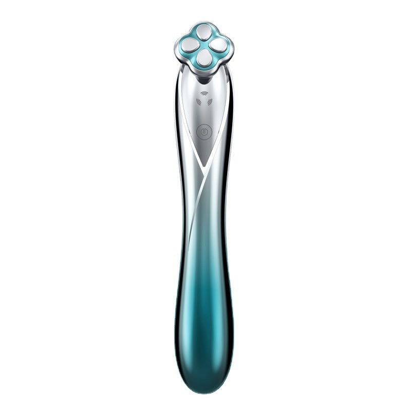 Blue and silver electric razor on a white background