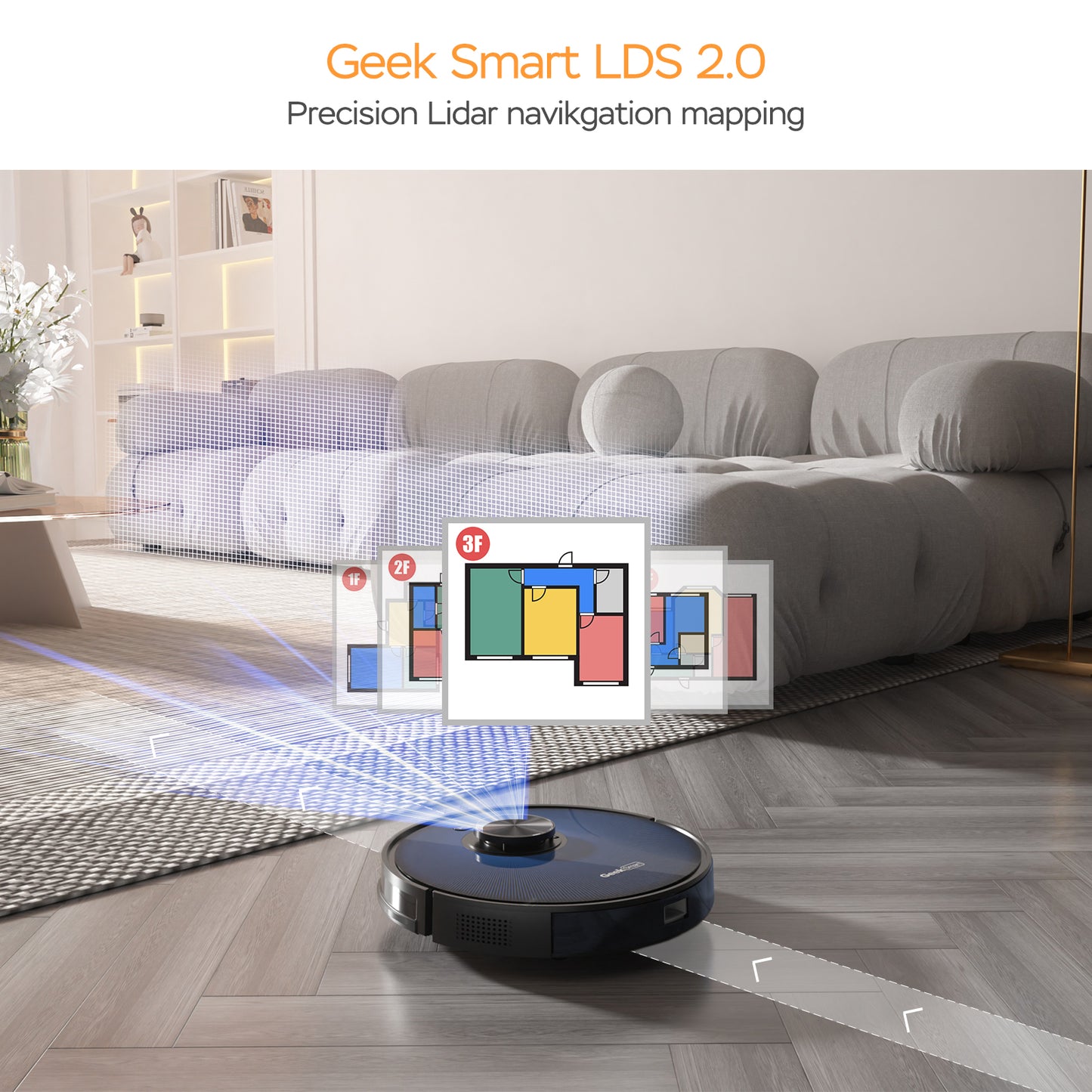 Geek Smart L7 Robot Vacuum Cleaner And Mop, LDS Navigation, Wi-Fi Connected APP, Selective Room Cleaning,MAX 2700 PA Suction, Ideal For Pets And Larger Home Banned From Selling On Amazon - Ectron Online