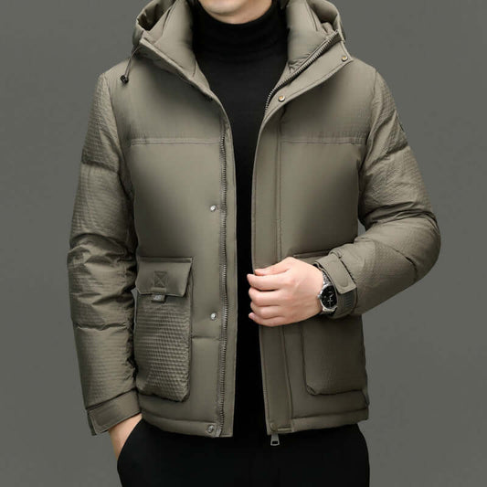Short Casual Hooded White Duck Down Winter Jacket