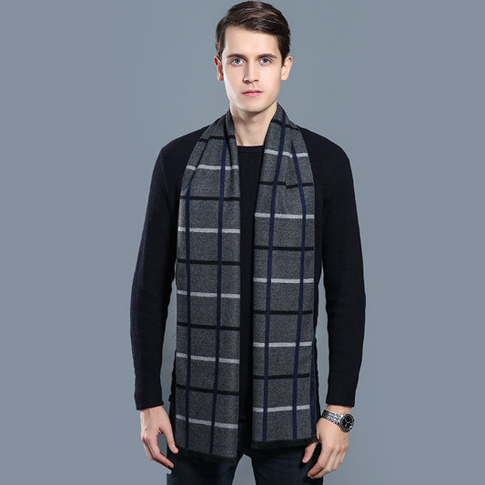Simple Plaid Warm Keeping Artificial Cashmere Scarf Men's Scarves | Ectron Online