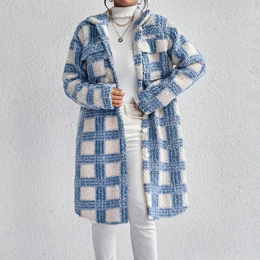 Women's Plaid Fleece Shacket | Lightweight Button-Down Fall Coat Women's Lightweight Plaid Jacket, Button | Ectron Online