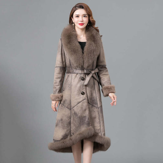 Women's Thickened Real Fur Coat