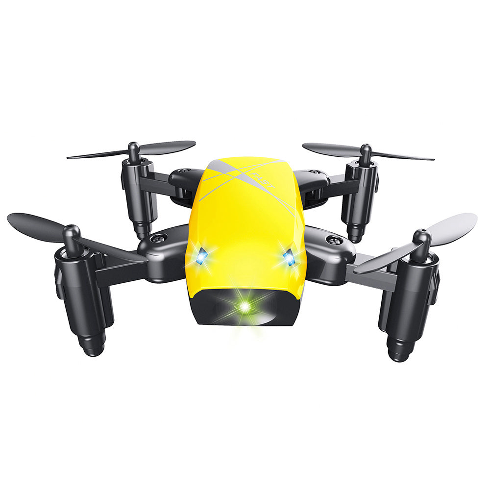 Yellow and black drone on a white background