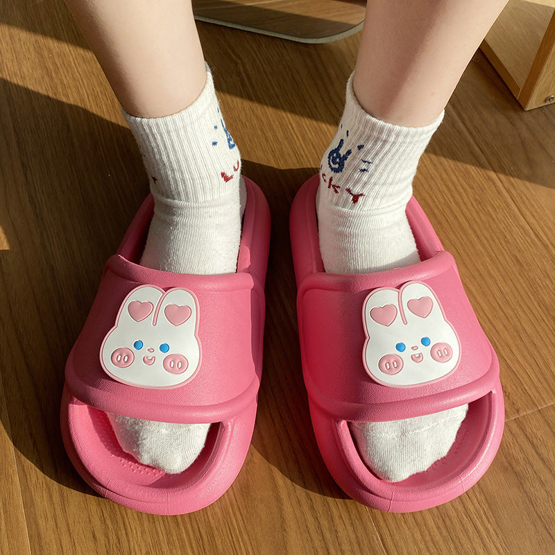Women's Fashionable Outer Wear Cute Rabbit Non-slip Thick Bottom Slippers