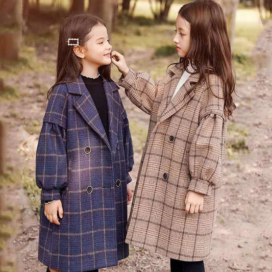 Girls' Woolen Coats For Big Children's Woolen