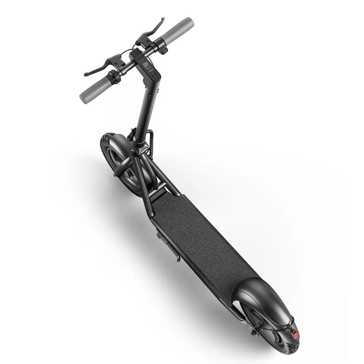 Electric scooter handlebar and deck, black grips and control display