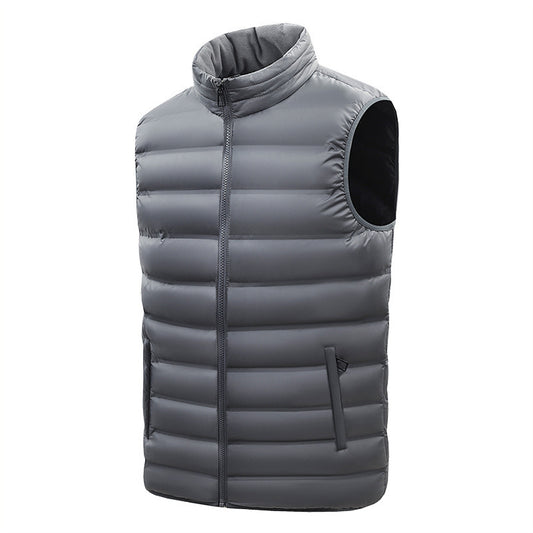 Gray puffer vest on a white background