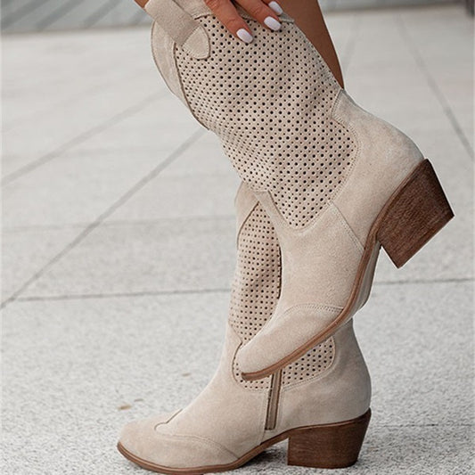 Mid-Heel Boots: Burnt-out Suede for Women Women's Shoes | Ectron Online