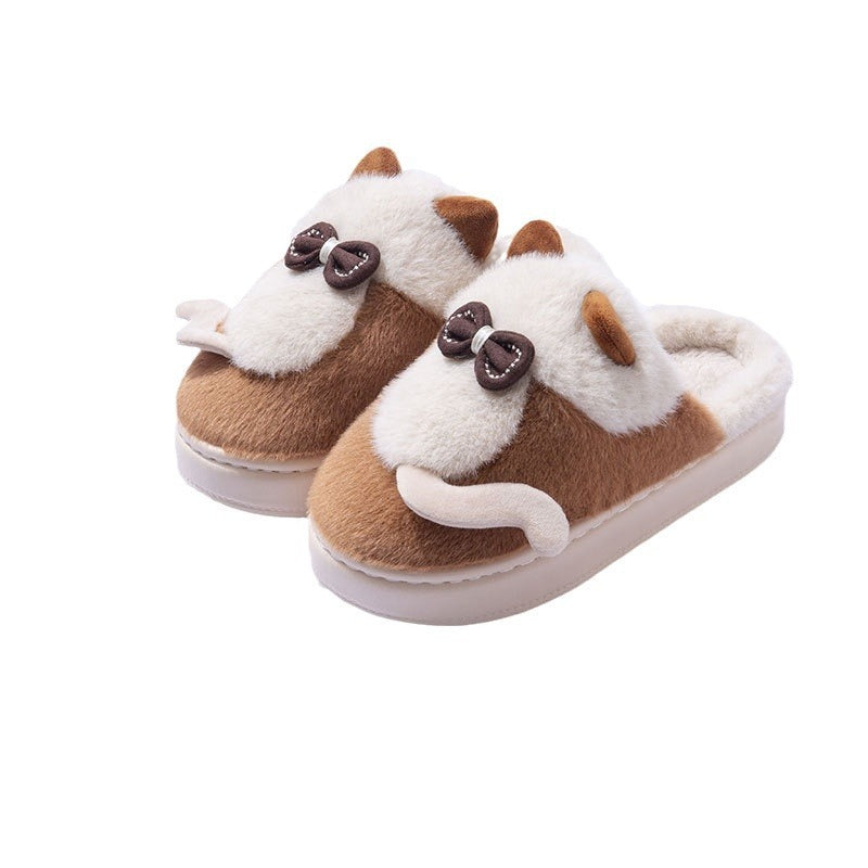 Cute Cat Plush Slippers – Fluffy Indoor Slides for Women & Men