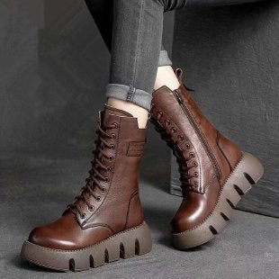 Retro Boots For Women Lace-up Shoes