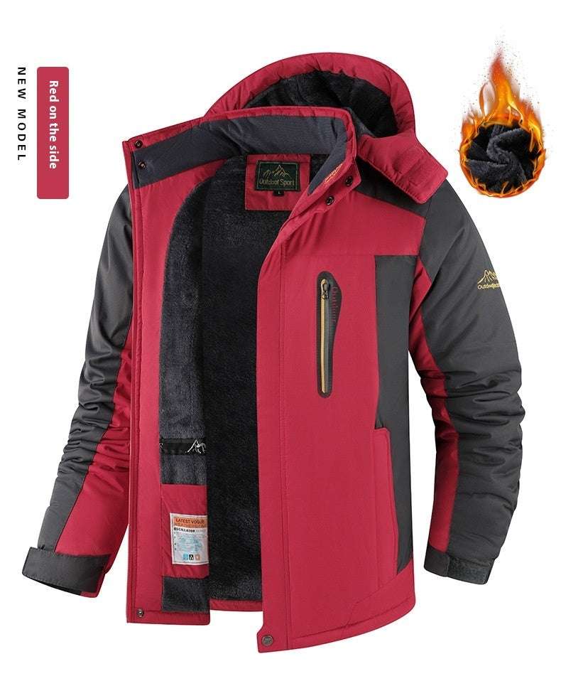 Fleece-lined Thick Jacket Men's Winter Mid-length Cotton-padded Coat