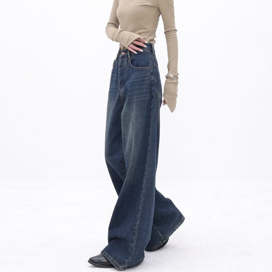 Retro Wide Leg Jeans Women's High Waist Loose Straight Mopping Pants Retro Wide Leg Jeans Women's High Waist | Ectron Online