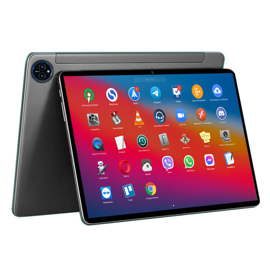 Tablet with app icons on a white background