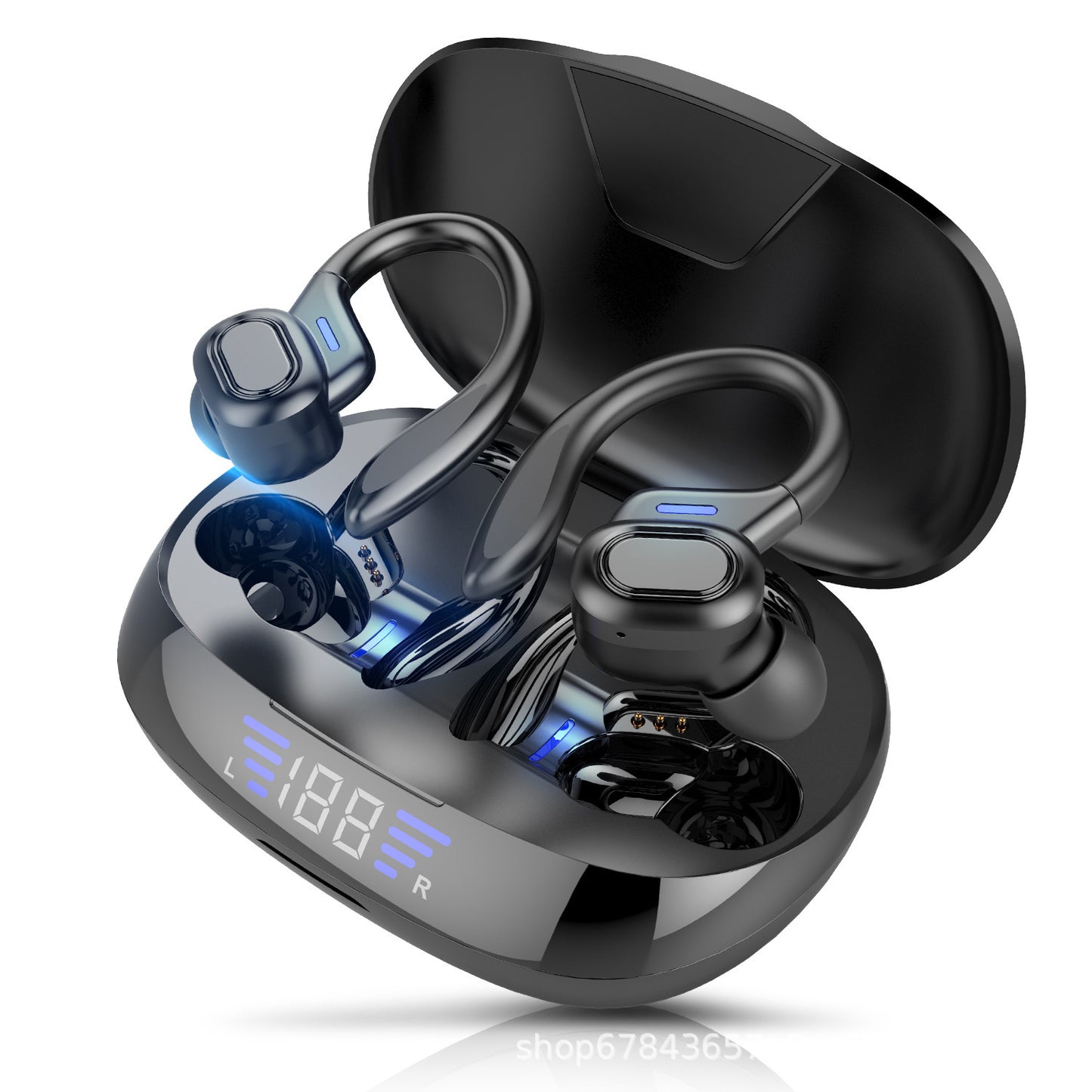 Bluetooth Headset Binaural Ear Hook Touch Headset With LED True Digital