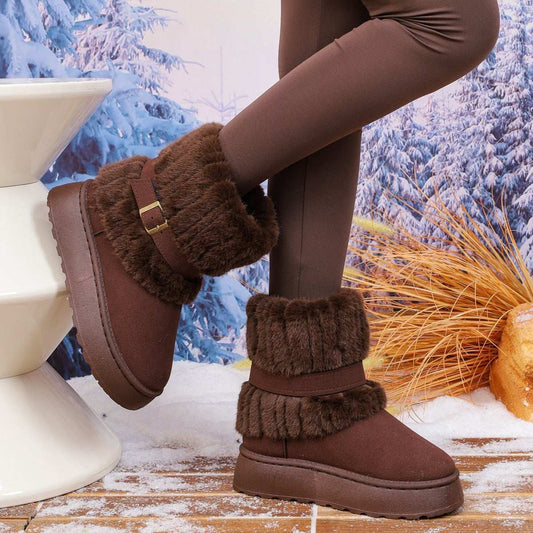Women's Plus Size Fleece Lined Snow Ankle Boots Women's Plus Size Snow Boots Fleece Line | Ectron Online