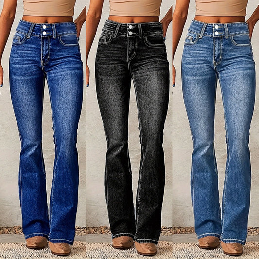 Women's Skinny Flared Jeans Skinny Flared Jeans With Pockets Fashion | Ectron Online