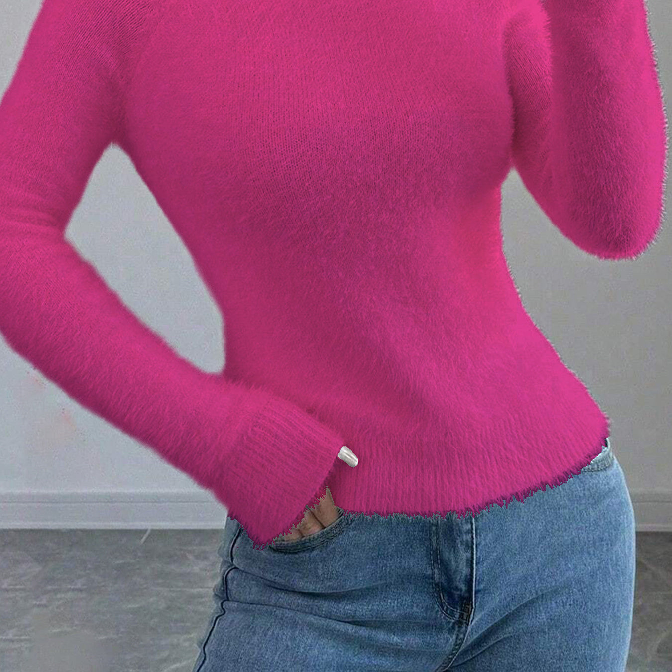 Women's Pure Color All-matching Soft Glutinous Long-sleeved Sweater