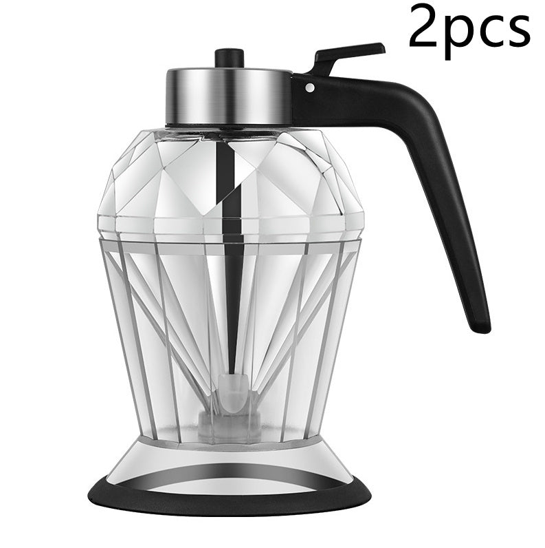 Diamond Glass Oil Jug Exquisite Press Type Diamond Oil Jug Visible Color Transparent Oil Storage Can Multi-Purpose Kitchen Tool