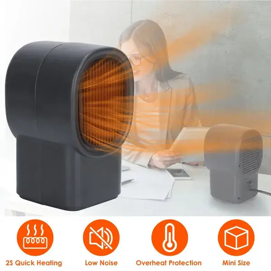 400W Portable Electric Space Heater - Mini Desktop Fan Heater