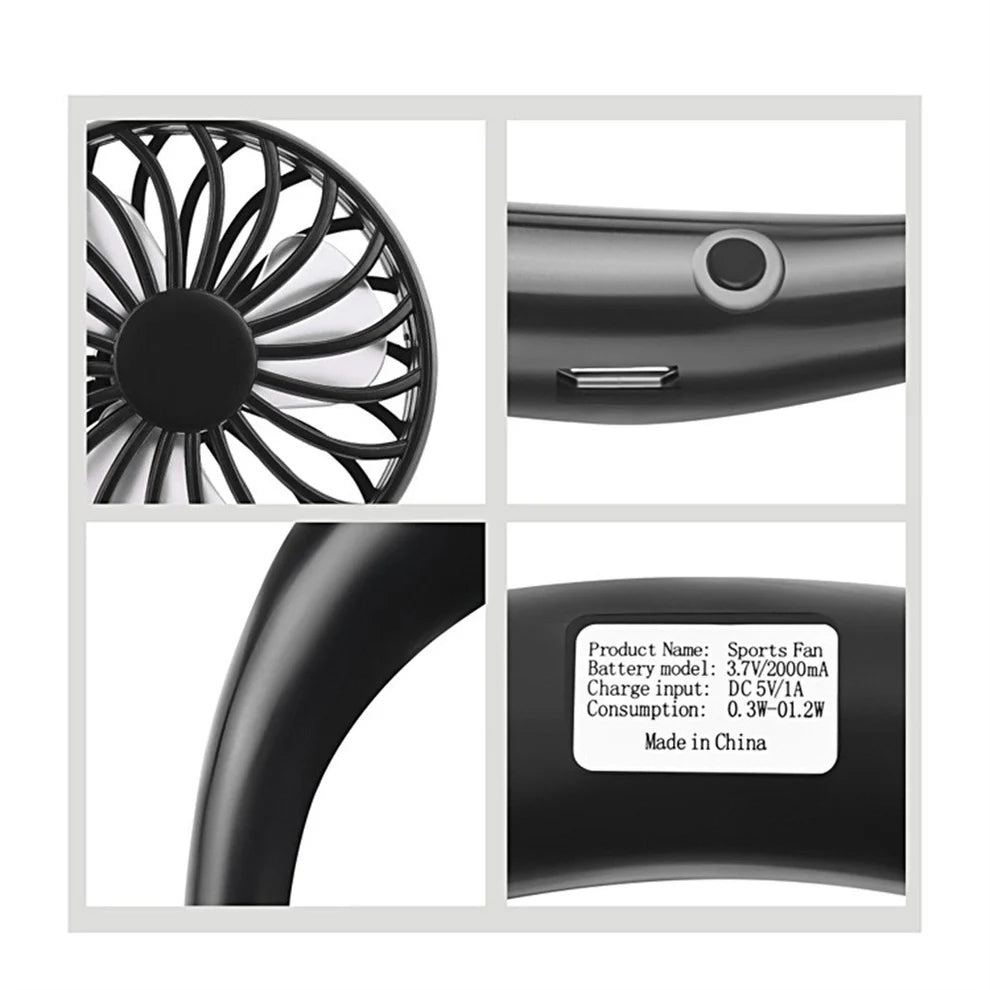 Charging portable lazy fan student desktop fan hanging neck fan - Ectron Online