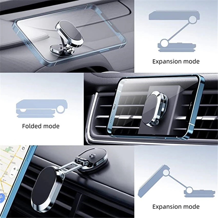 Rotate Metal Magnetic Car Phone Holder Foldable Universal Mobile Phone Stand Air Vent Magnet Mount GPS Support - Ectron Online