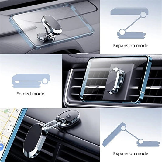 Rotate Metal Magnetic Car Phone Holder Foldable Universal Mobile Phone Stand Air Vent Magnet Mount GPS Support - Ectron Online