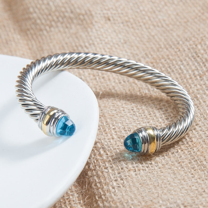 Braided Twisted Cable Opening 7MM Adjustable Bracelet - Ectron Online