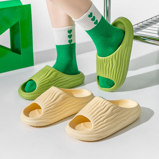 Pure Color Striped Minimalist Comfortable Couple Home Slippers Flip Flops