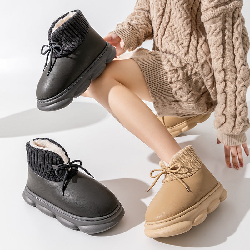 Waterproof High-top Cotton Slippers Women's Winter